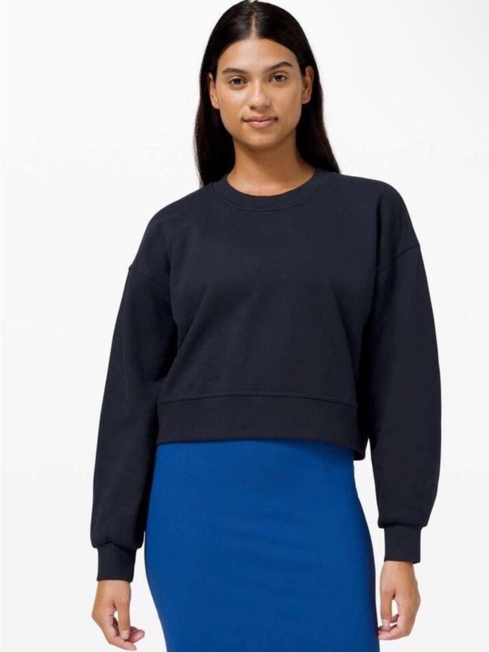 Lululemon Women's Perfectly Oversized Cropped Crew Bkack